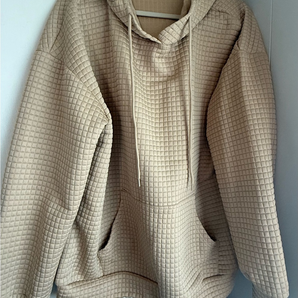Beige Quilted Hoodie